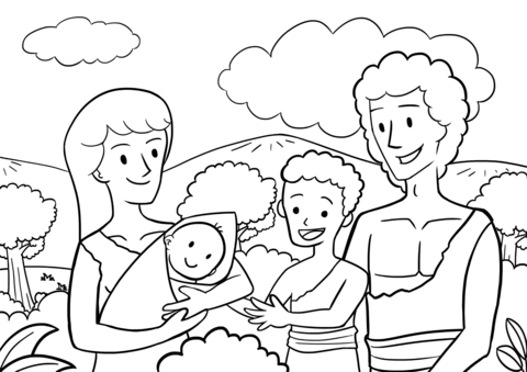 First Children Of Adam And Eve Coloring Page